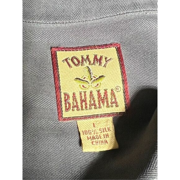Tommy Bahama Paradise Lanes Grey Silk Button Up Shirt Size Large - Picture 3 of 5